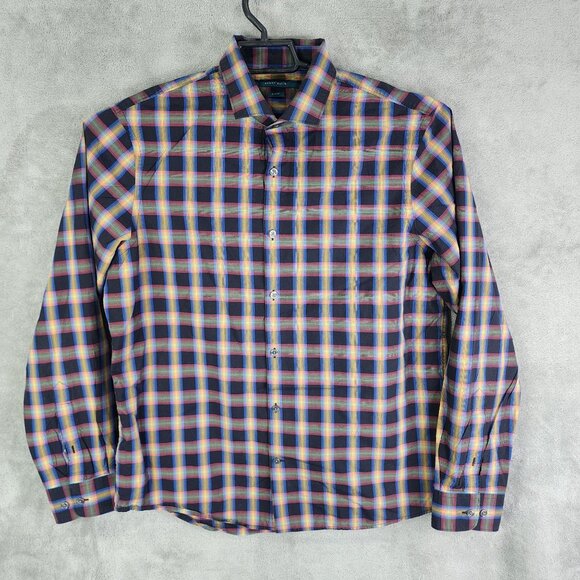 Mens Perry Ellis Multicolor Dress Shirt Slim Fit Button Down Long Sleeve Size L - Picture 2 of 8